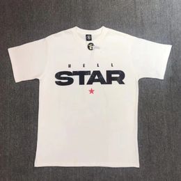 Mens T-Shirts 23ss Hellstar Studios STAR print Wash Top Tee Retro Black White Gray Men Women Short sleeve1 1 High Quality Oversized 230718