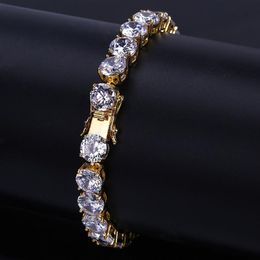 Hip Hop Tennis Bracelet For Men Women Fashion Gold Silver Colour Men Women 8 Inch 8mm Zircon Chain Bracelets293y