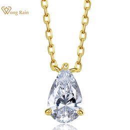 Strands Strings Wong Rain 100% 925 Sterling Silver Pear Cut High Carbon Diamonds Gemstone Anniversary Simple Pendant Necklace Daily Fine Jewellery 230718