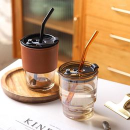 Wine Glasses Coffee Heat Resistant Leather Cover Glass Mug Water Cup Tea Drinkware Tumbler With Lids Straw