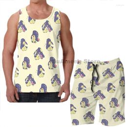 Men's Tracksuits Summer Funny Print Men Tank Tops Women MAWILE PATTERN Beach Shorts Sets Fitness Vest