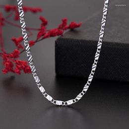 Chains 925 Silver Colour Fine 2MM Flat Clavicle Necklaces For Men Women Wedding Party Jewellery Christmas Gifts 40-75cm