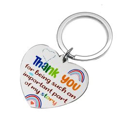 Teacher's Day Appreciation Gifts Rainbow Stainless steel Keychain thank you for being such important part inspirational key chain