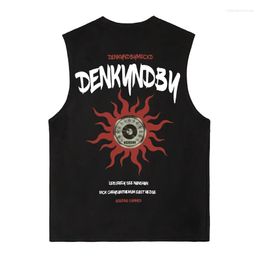 Men's Tank Tops Summer Printed Sleeveless T-Shirt Men Oversize Baggy Vest Tees Fashion Korean Streetwear Clothing Male Plus Size 3XL