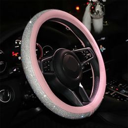 Motocovers Car Interior Accessories Steering Wheel Covers Bling Diamond Antislip Suede Steering wheel Cover Universal Protective c206c