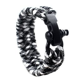 Outdoor Survival Stainless Steel Buckle Bracelets Braided Paracord Bracelet for Men