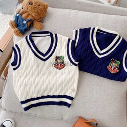 Pullover 2022 Autumn Girls Boys Sweaters Baby Kids Children Knitting Vest Waistcoat HKD230719