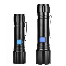High Lumen Powerful LED Flashlights Torches Tactical Hunting Flashlight Long Shot Zoomable Lamp Light Type-C USB Rechargeable 18650 Battery Flashlight