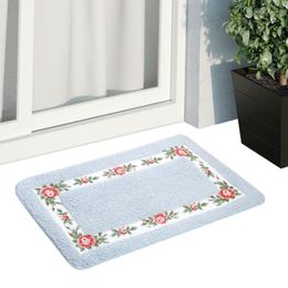 Carpets Rose Carpet Non-Slip Floral Rural Style Romantic Flower Mat Shower Door Kitchen Furry Rugs Bathroom Rug