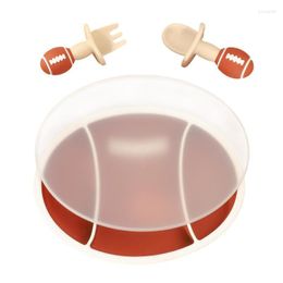 Dinnerware Sets Silicone Divided Toddler Plates Rugby Ball Shape Feeding Self Training Plate Dish Kids Supplies