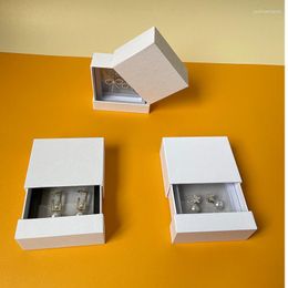 Jewellery Pouches Creative Cardboard Gift Packaging Box For Ring Earring Necklace Sets White Bag