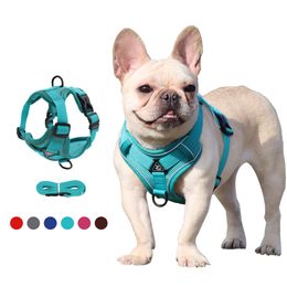 Dog Collars Leashes Pet Reflective Nylon Harness No Pull Adjustable Medium Large Naughty Vest Safety Vehicular Lead Walking Running 230719