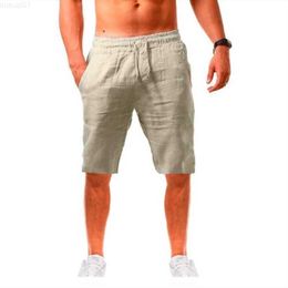 Men's Shorts 2023 Men Linen Shorts Pants Men Summer Breathable Solid Color Linen Trousers Male Fitness Streetwear Beach Shorts M-5Xl L230719