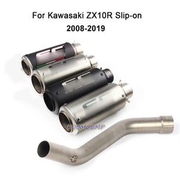 For Kawasaki Ninja ZX10R 2008-2019 Motorcycle Exhaust Link Pipe Connecting Middle Pipe Exhaust Muffler Pipe Tips Escape236l