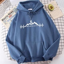 Men's Hoodies Funny Mountain Bike Heartbeat Fashion Printing Graphic Sweatshirt Vintage Soft Top Casual Warm Hoodie Mens