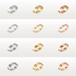 Designer Rings Jewellery For Woman Man titanium steel silver gold love ring 4mm 5mm 6mm men women couples rings Lover gift wedding e307B