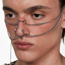 Other Gothic Hip Hop Future Technology Star Three Dimensional Nose Jewelry Fashion Men Women Punk Face Set Earrings Gift 230718
