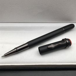 Whole Matte Black metal Roller ball pen with Snake clip office stationery Supplies luxurs mens Write ball pens No Box279K