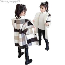 Coat Autumn and Winter Girls' Casual Jacket Warm Hooded Coat Fashion Wool Long Coat Children's Clothing Youth Girls' Clothing 12 14Y Z230719