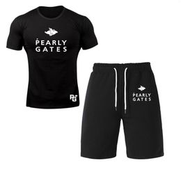 Men's Tracksuits Pearly Gates Brand Tracksuit Set Men T Shirt Shorts Sets Summer Sportswear Jogging Pants Streetwear Harajuku Tops Tshirt