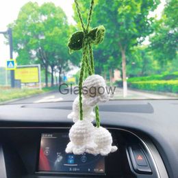 Interior Decorations Car Interior Decoration Pendant Cute Handwoven Lily Of The Valley Auto Rearview Mirror Pendant For Car Accessories Woman x0718
