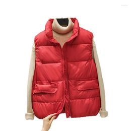 Women's Vests ZXRYXGS Selling 2023 Autumn Winter Jacket Short Standing Collar Warm Cotton Vest Women Coat Sleeveless Waistcoat