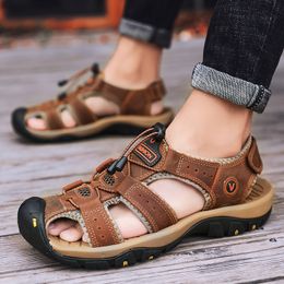 Sandals Genuine Leather Men Shoes Summer Large Size Men's Sandals Men Sandals Fashion Sandals Slippers Big Size 38-48 Slipper 230718