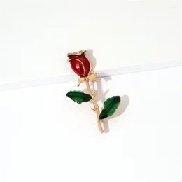 Brooches Rhinestone Luxury Rose Brooch Valentine's Day Flower Pin Bouquet Corsage Winter Accessories Jewellery Good Gift