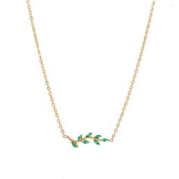 Pendant Necklaces 18K Gold Plated Luxury Oval Cubic Zirconia Inlaid Tree Branch Shape Stainless Steel For Party Jewellery