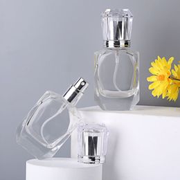 30ML 1Oz Empty Clear Glass Spray Bottle with Fine Mist Sprayer and Crystal Cap for Travel Perfume, Cologne, Essential Oils