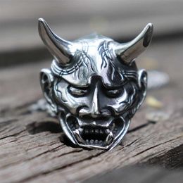 Charms Mens 316L Stainless Steel Japanese Anger Hannya Ghost Mask Pendant Necklace Punk Gothic Biker Jewelry256o