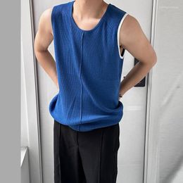 Men's Tank Tops Casual Loose Solid Color Ribbed Vest Mens Fashion O Neck Sleeveless Sports Summer Streetwear Men Leisure Camisole