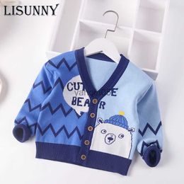 Pullover Baby Boys Sweater Cardigan Coat 2023 New Autumn Winter Toddler Jumper Children Sweaters Kids Knit Clothes Cartoon V-Neck 1-7y HKD230719