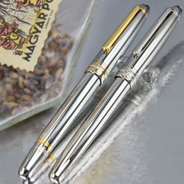 Luxury Msk-163 Classic Fountain Rollerball Ballpoint pen high quality silver smooth barrel school office Stationery with Serial Nu235w