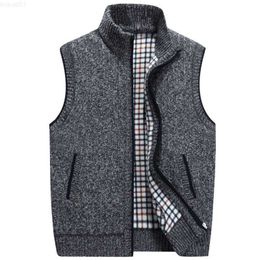 Men's Sweaters Men's Sweaters Sleeveless Vest Spring Autumn Fashion Solid Thick Warm Waistcoat Casaco Masculino Cashmere Knitted Zipper Vest L230719