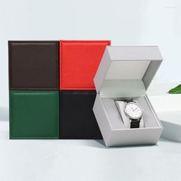 Gift Wrap 1 Pcs 11x11x8.8cm Red /Black /Green Flip PU Leather Watch High-End Box Brand Display Square