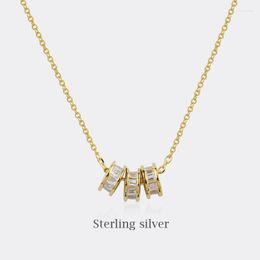 Pendant Necklaces Classic Vintage Copper Necklace Three-ring Clavicle Chain Simple Design Metal For Female Jewellery Accessories