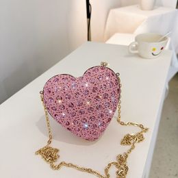 Evening Bags Shiny Women's Heart shaped Clutch Wallet Women's Golden Evening Minaudiere Bag Bridal Wedding Handbag Formal Party Wallet 230718