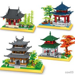 Blocks City Creative Chinese Style Ancient Architecture Love Dusk Pavilion Zuiweng Pavilion Building Blocks Bricks Toys Gifts R230720