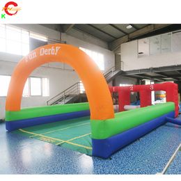 Free Ship Outdoor Activities 7x5m Fun Derby Court Inflatable Bouncy Pony horse Racing Games for sale