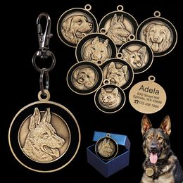 Dog Collars Leashes Personalized Dog ID Tag Engraved Pet Dog Tags Collar Accessories Custom Puppy Cat Name Tags For Dogs Necklaces Pendants 230719