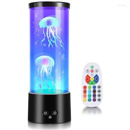 Table Lamps RGB Jellyfish Lamp Aquarium With Remote Control Lava Coloured Mood Light For Home Office Decoration