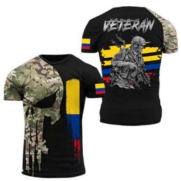 Colombian Army Men's T-Shirt Veteran Soldier Flag Print Tops Tees Oversized Men's Clothing Pullover O-Neck T-Shirt For Men