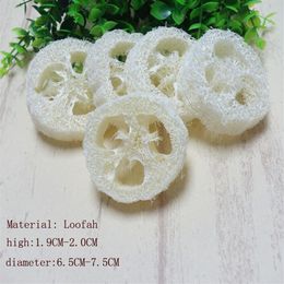 about 6-7 5cm in diameter is about 1 9cm round 150PCS Lot Natural Loofah Luffa Loofa Pad Spa Bath Facial Soap Holder Drop224k