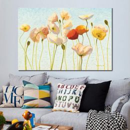 Handmade Landscape Art on Canvas Just Being Poppies Flowers Artwork Painting Home Decor