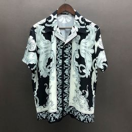 Mens Casual Shirts Summer Abstract art Printed Short Sleeve Shirt High Quality Social Club Clothing Brand Slim Fit 230718