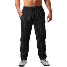 Men's Pants Douhoow Stripes Print Elastic Waistband Drawstring Workout Trousers Stretch Jogger Sweatpants With Pockets