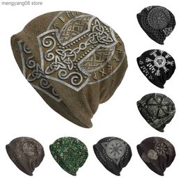 Beanie/Skull Caps Vikings Ragnar Lothbrok Skullies Beanies Caps Mjolnir The Hammer Knit Hat Winter Warm Bonnet Hats Men Women's Street Ski Cap T240116