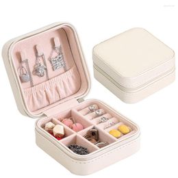Jewelry Pouches PU Single Layer Portable Storage Earrings Ring Necklace Small Box Solid Color Cute Sweet Creative Simple