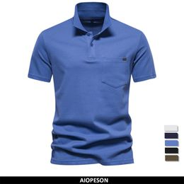 Men's Polos AIOPESON 100 Cotton Single Pocket Polo Shirts Casual Short Sleeve for Men Turndown Collar Man Summer 230718